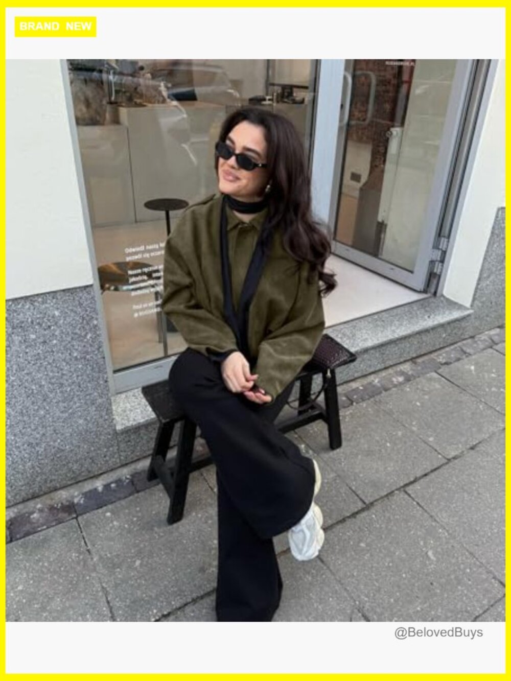 Faux Suede Bomber Jacket Oversized Cropped Motorcycle Pilot Coat - Picture 3 of 7